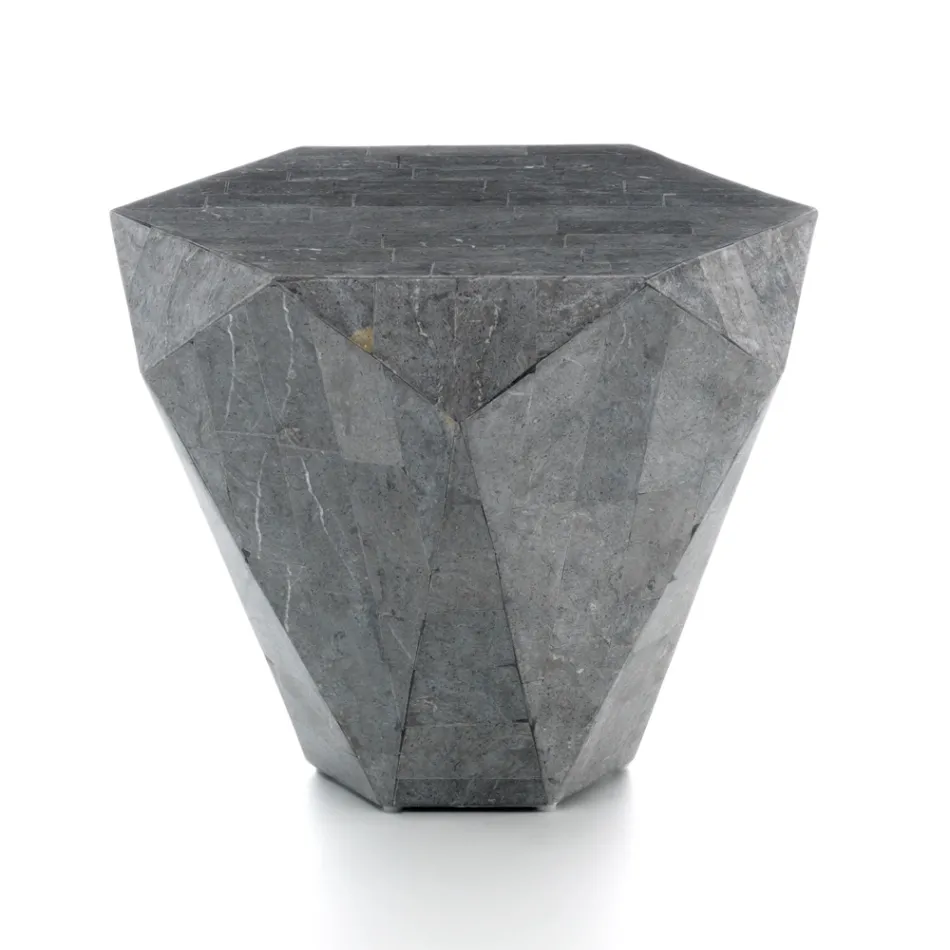 Tavolino da Soggiorno Interamente in Pietra Fossile Diverse Finiture - Aria Viadurini