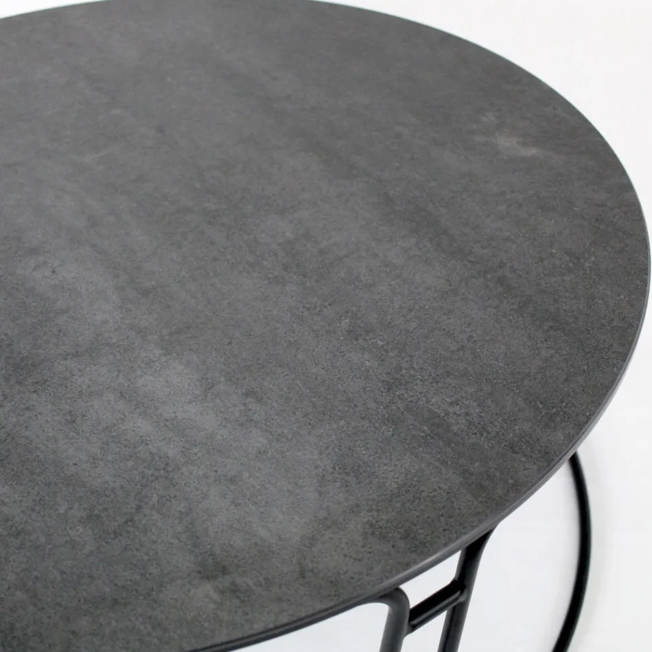 Tavolino da Soggiorno Piano e Base Rotondi Made in Italy - Tullia Viadurini