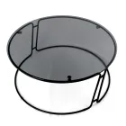 Tavolino da Soggiorno Piano in Vetro e Base Rotonda Made in Italy - Tullia Viadurini