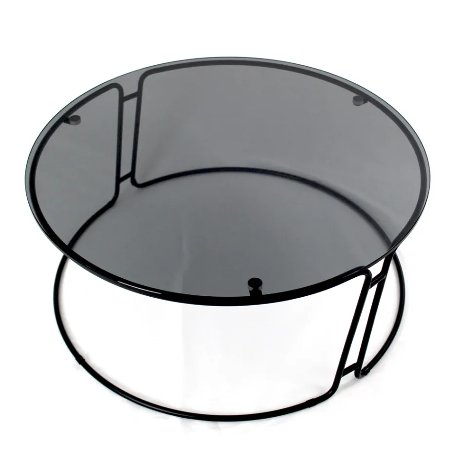 Tavolino da Soggiorno Piano in Vetro e Base Rotonda Made in Italy - Tullia Viadurini