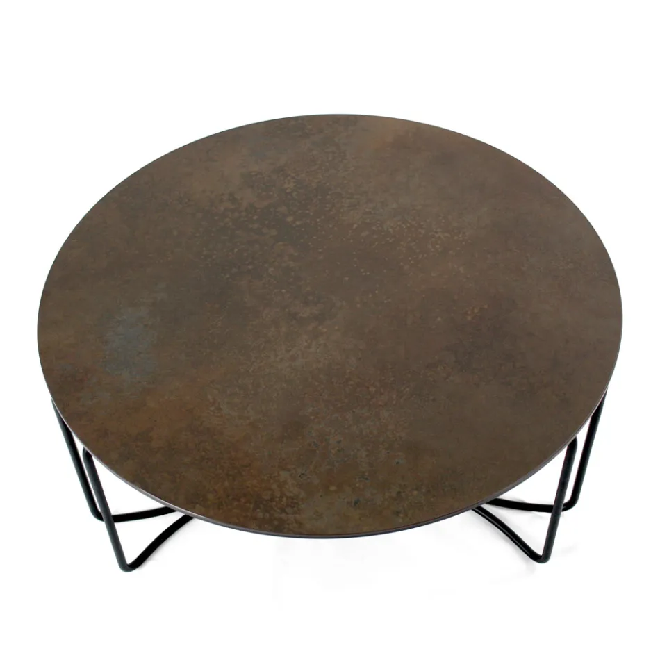 Tavolino da Soggiorno Rotondo con Base a 3 Mezzelune Made in Italy - Arepa Viadurini