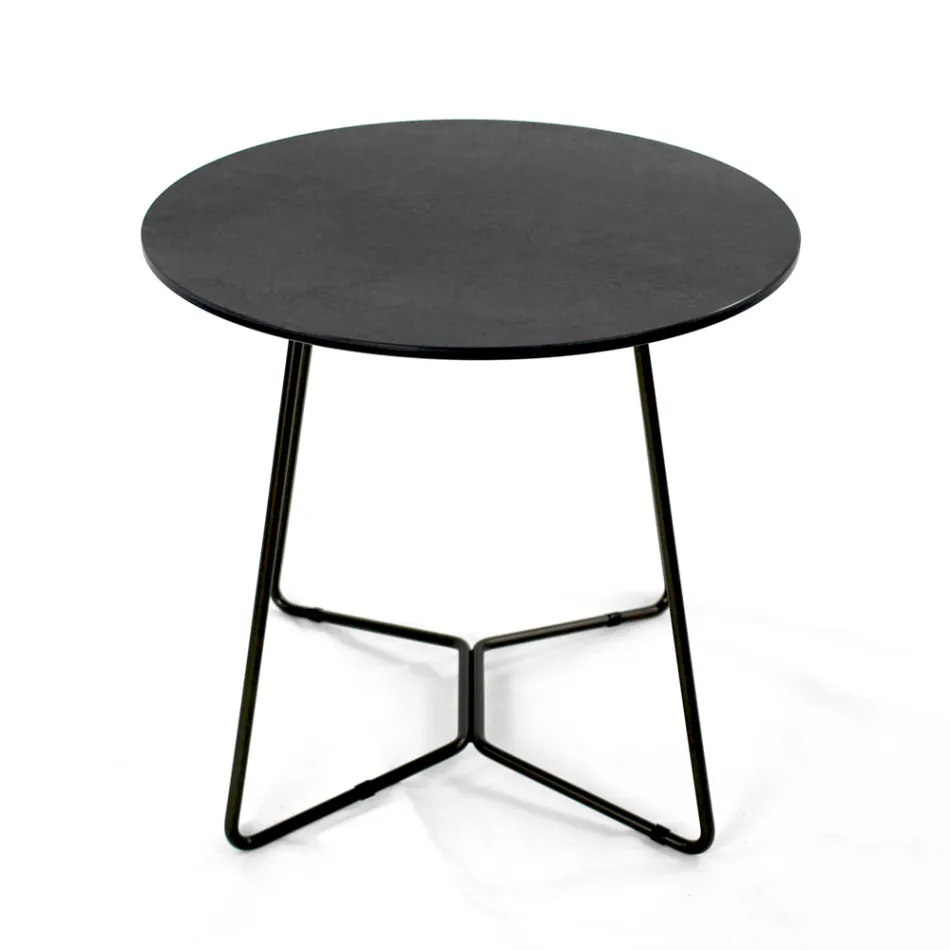 Tavolino da Soggiorno Rotondo con Piano in Grès Porcellanato Made in Italy - Paini Viadurini