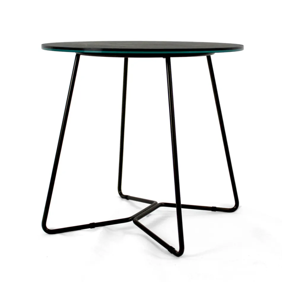 Tavolino da Soggiorno Rotondo con Piano in Grès Porcellanato Made in Italy - Paini Viadurini