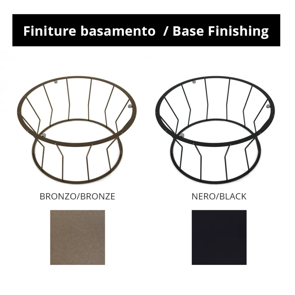 Tavolino da Soggiorno Rotondo in Acciaio e Vetro Made in Italy - Alisea Viadurini