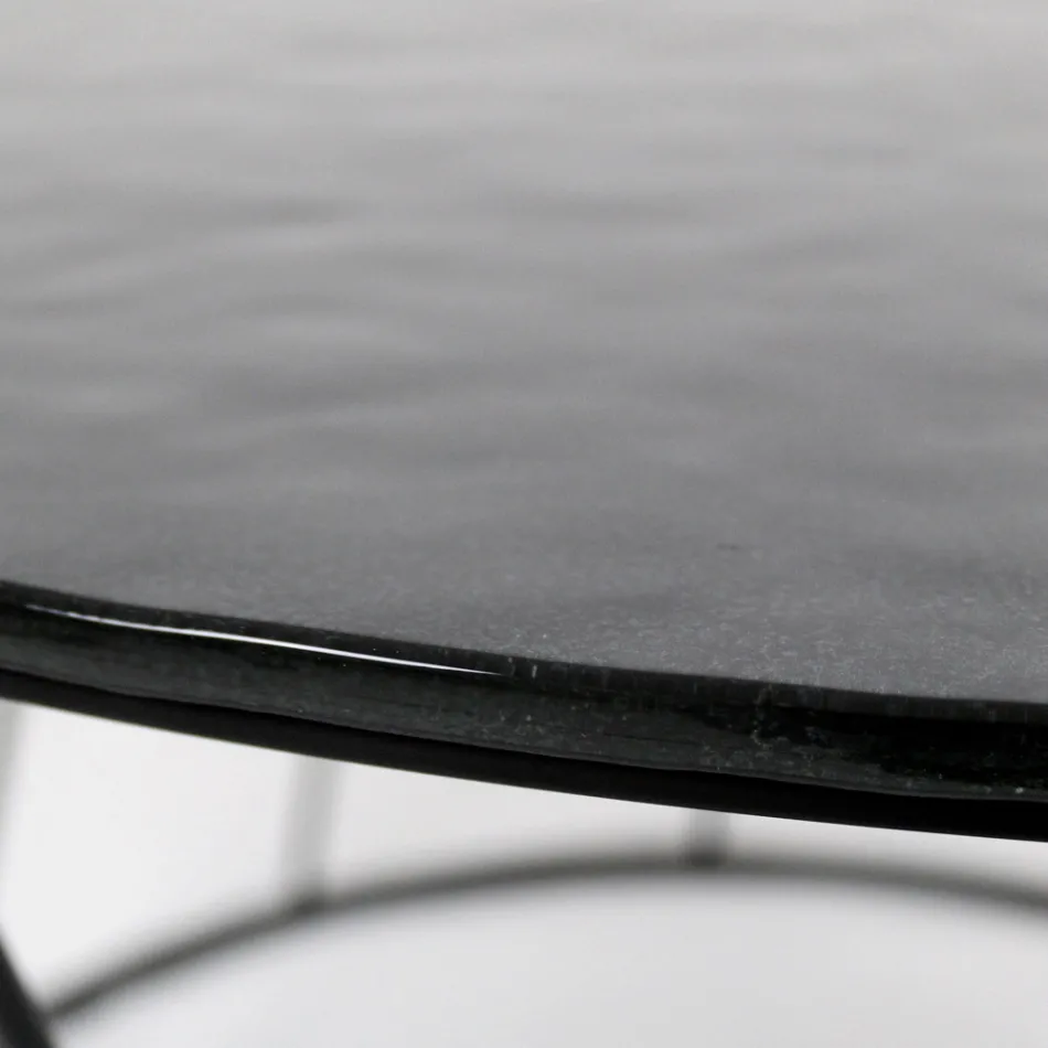 Tavolino da Soggiorno Rotondo in Acciaio e Vetro Made in Italy - Alisea Viadurini