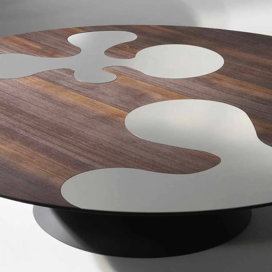 Tavolino design moderno in legno di larice con inserti in inox Giglio Viadurini
