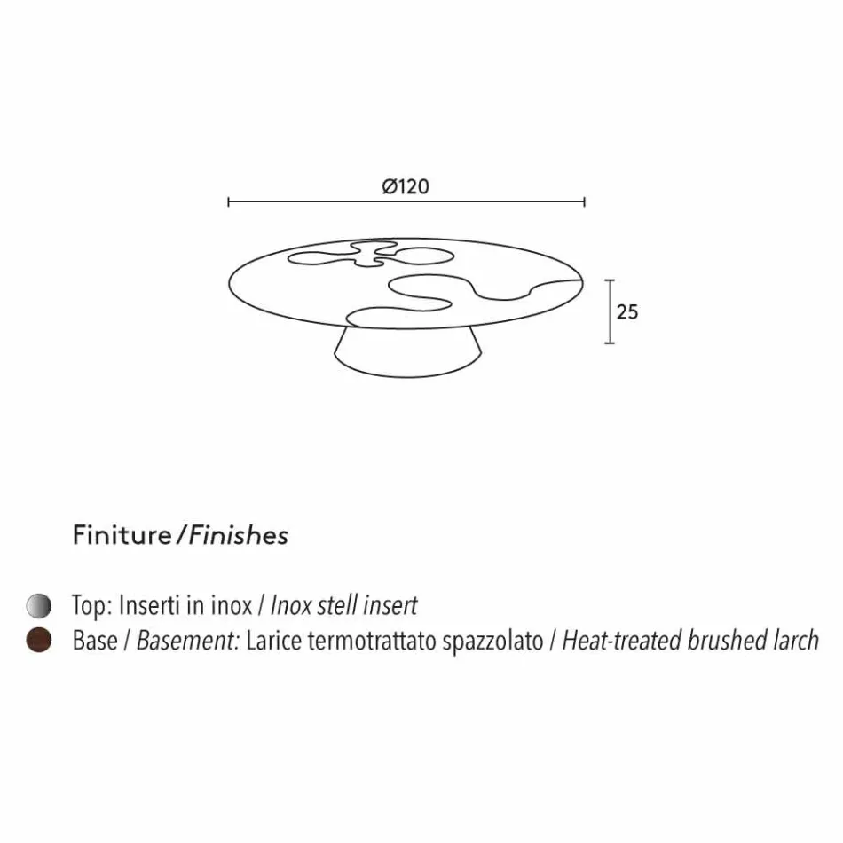 Tavolino design moderno in legno di larice con inserti in inox Giglio Viadurini