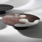 Tavolino design moderno in legno di larice con inserti in inox Giglio Viadurini