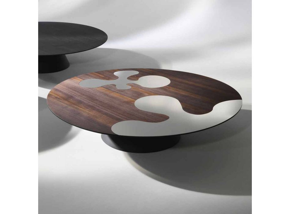 Tavolino design moderno in legno di larice con inserti in inox Giglio Viadurini