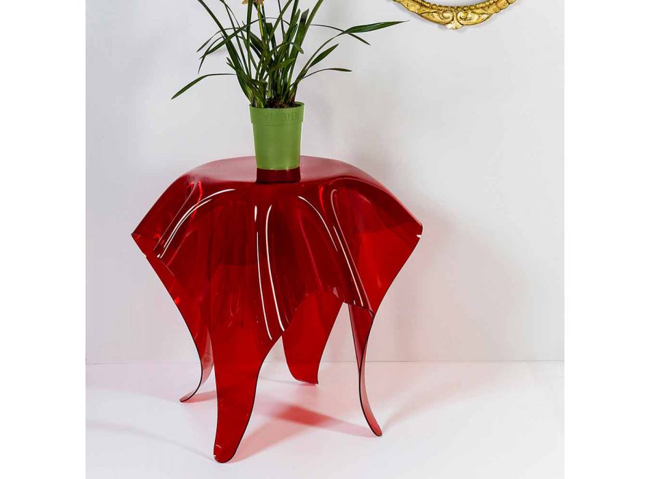 Tavolino design moderno in plexiglass rosso Otto, made in Italy Viadurini