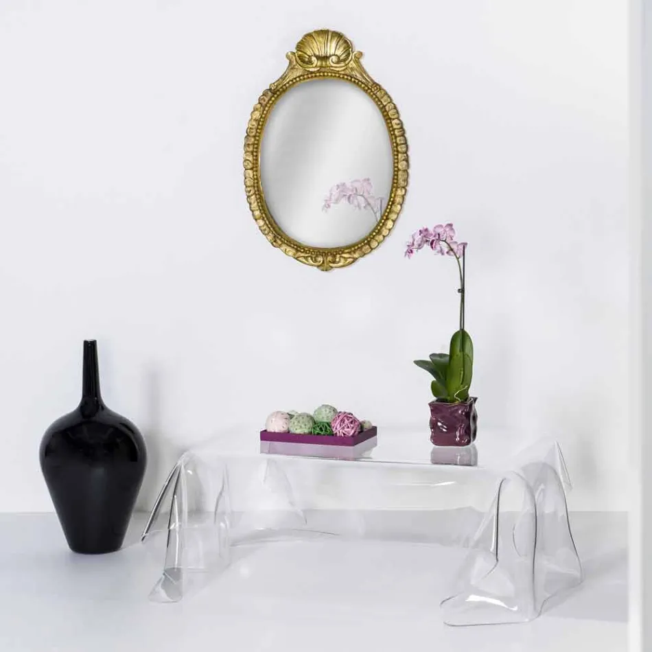 Tavolino design moderno in plexiglass trasparente drappeggiato Asia Viadurini