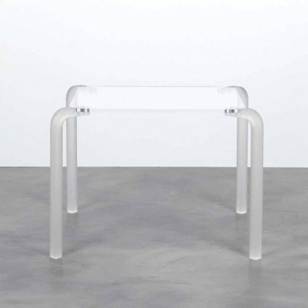 Tavolino design moderno quadrato alto, metacrilato trasparente Zury  Viadurini