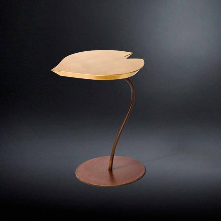 Tavolino di design in legno con base in ferro Leaf  Viadurini