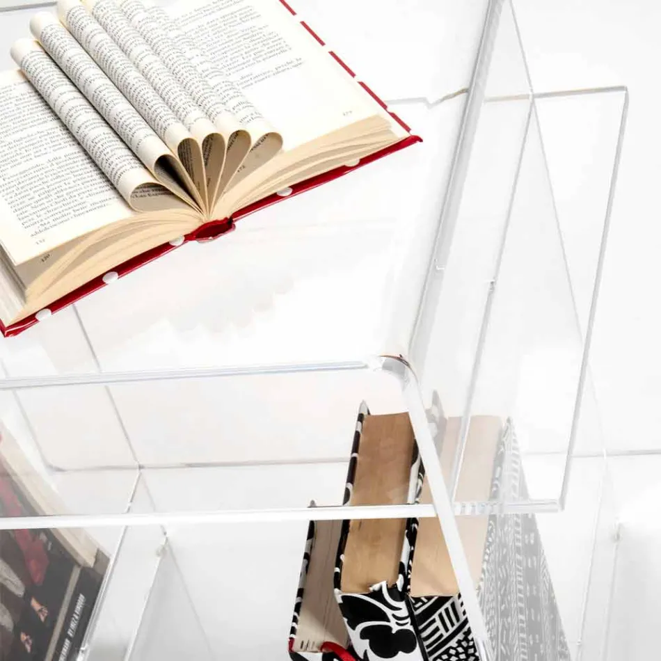 Tavolino di design in plexiglass con tre ripiani made in Italy, Gosto Viadurini