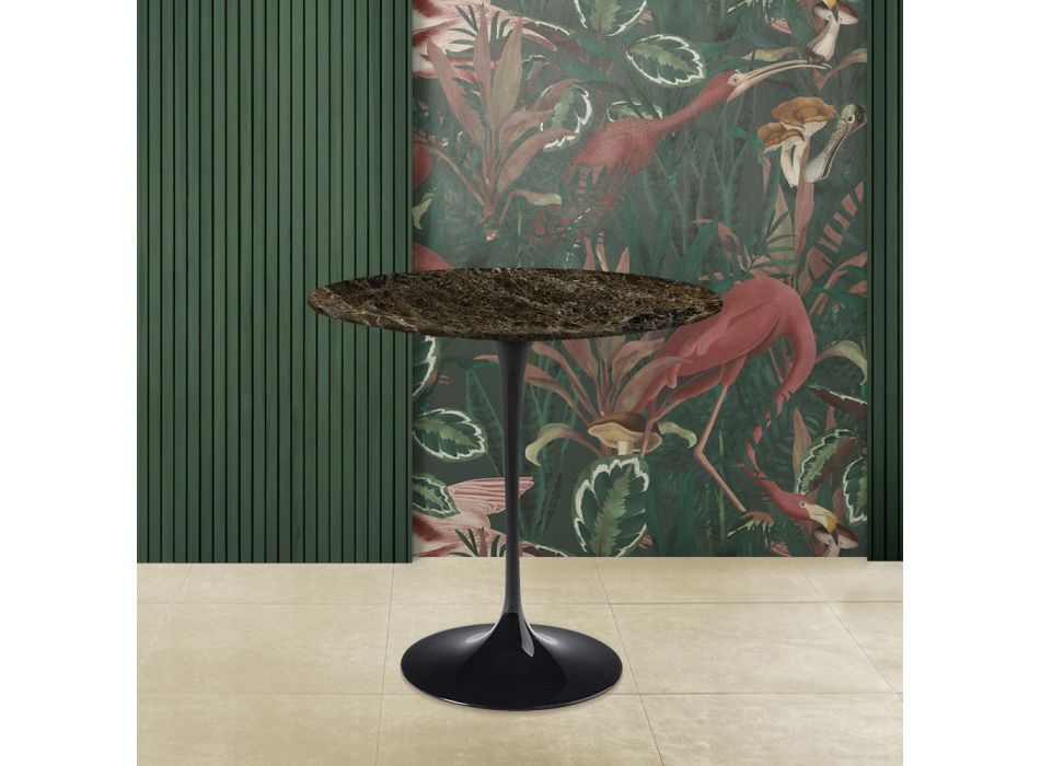 Tavolino Eero Saarinen H 52 Ovale in Marmo Emperador Dark Made in Italy - Scarlet Viadurini