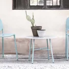 Tavolino Esterno Rotondo in Hpl con Base in Metallo Made in Italy - Makino Viadurini