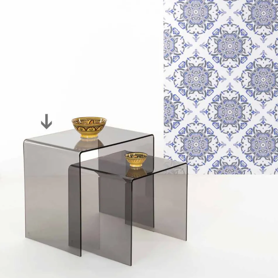 Tavolino fumé design moderno 50x50cm Terry Big, made in Italy Viadurini