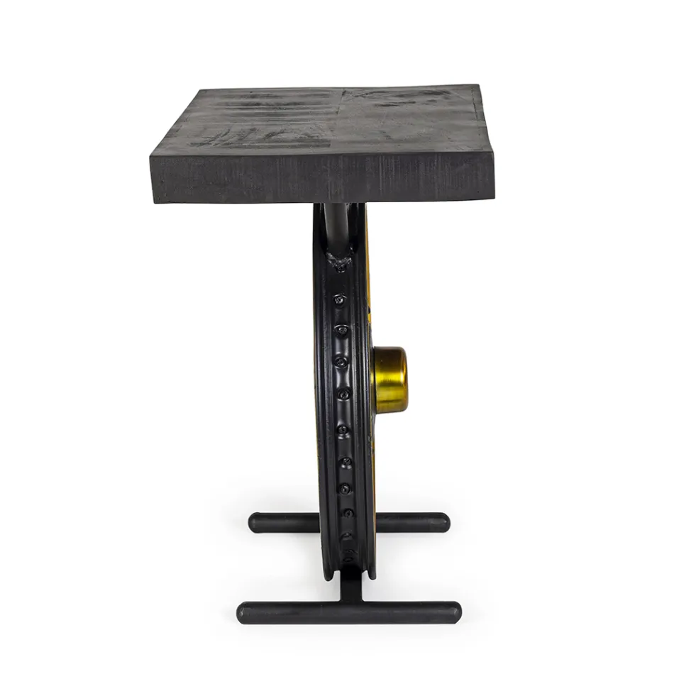 Tavolino in Acciaio e Legno di Mango Artigianale e Industriale - Corvino Viadurini