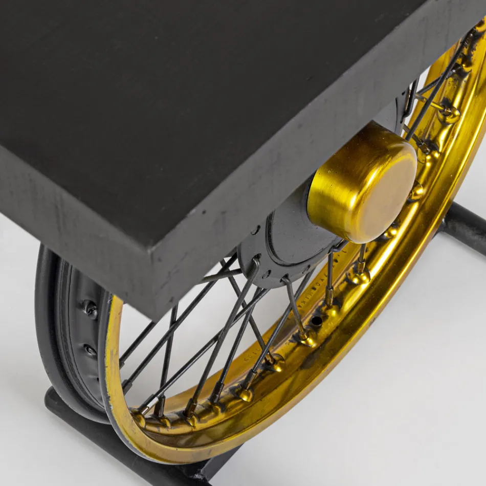 Tavolino in Acciaio e Legno di Mango Artigianale e Industriale - Corvino Viadurini