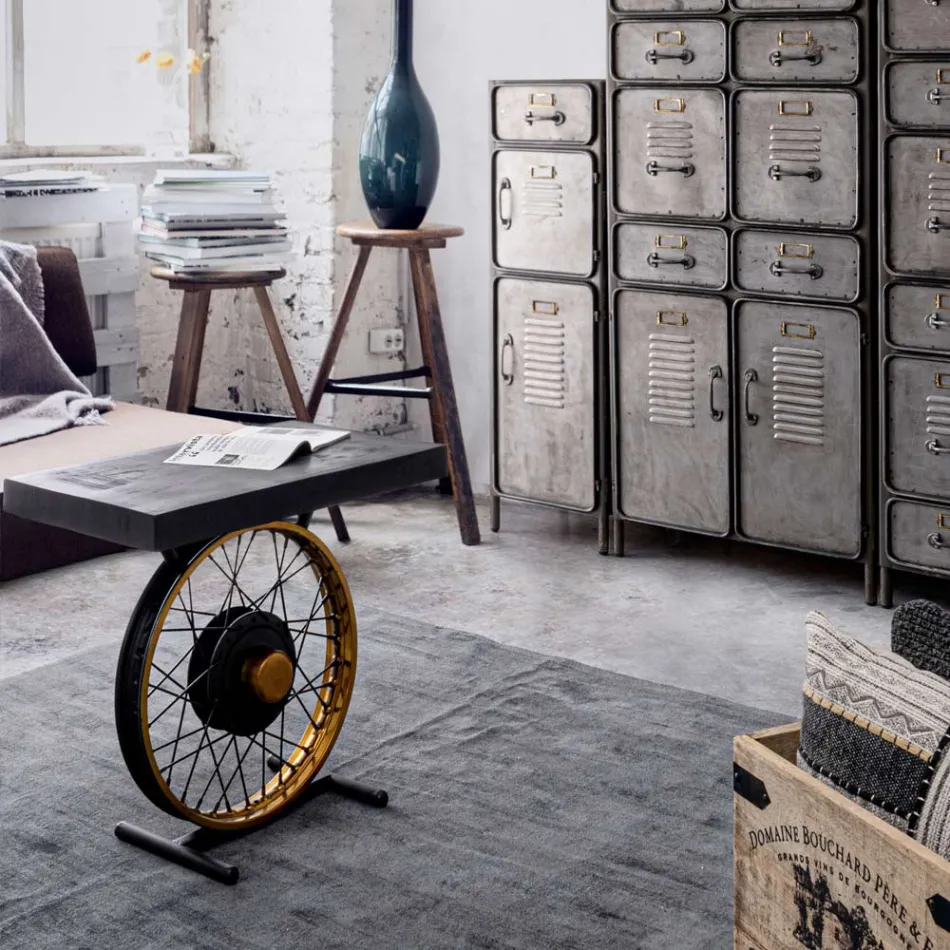 Tavolino in Acciaio e Legno di Mango Artigianale e Industriale - Corvino Viadurini