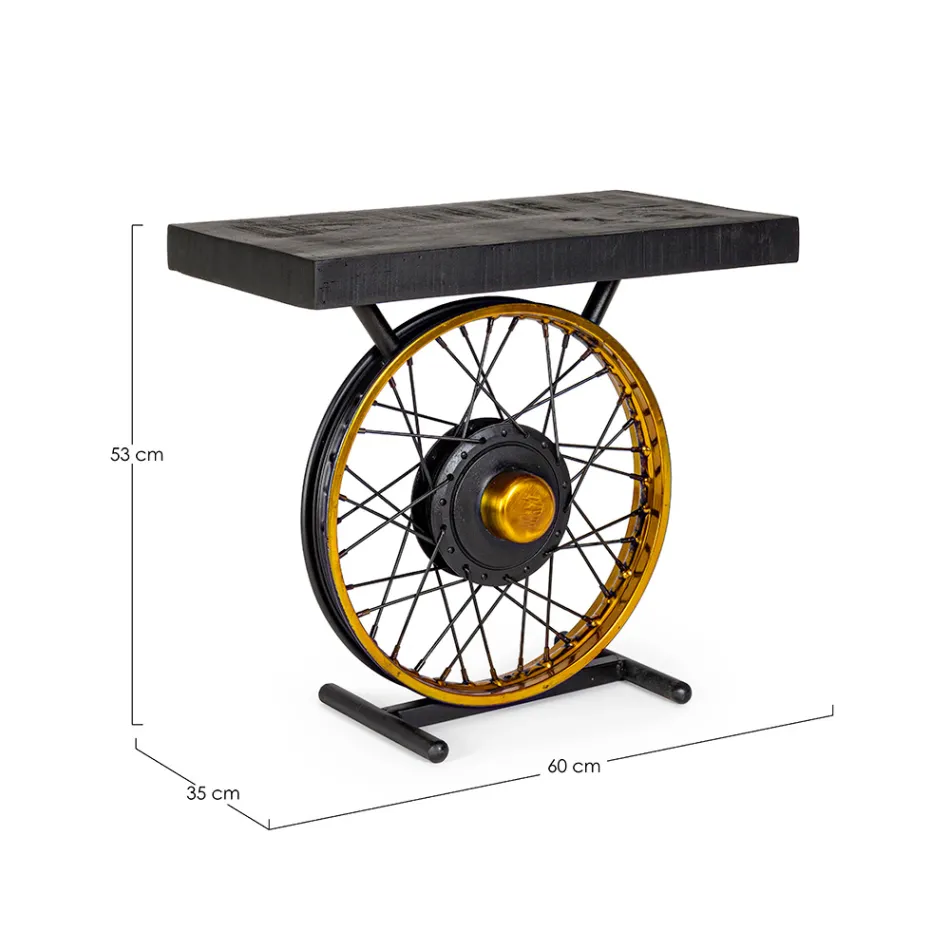 Tavolino in Acciaio e Legno di Mango Artigianale e Industriale - Corvino Viadurini
