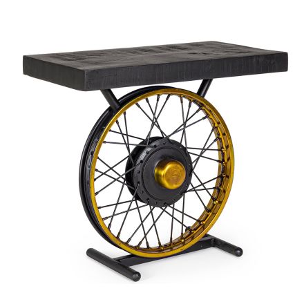 Tavolino in Acciaio e Legno di Mango Artigianale e Industriale - Corvino Viadurini