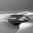 Tavolino in Larice Laccato Nero con Inserti in Inox Satinato - Vergine Viadurini