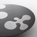 Tavolino in Larice Laccato Nero con Inserti in Inox Satinato - Vergine Viadurini