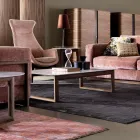 Tavolino in legno massello e marmo design Grilli York fatto in Italia Viadurini