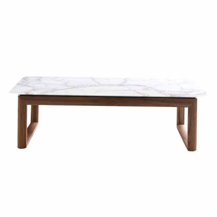 Tavolino in legno massello e marmo design Grilli York fatto in Italia Viadurini