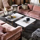 Tavolino in legno massello e marmo design Grilli York fatto in Italia Viadurini