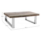 Tavolino in Legno Riciclato e Vetro Gambe in Acciaio Homemotion - Gnomea Viadurini