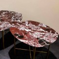 Tavolino in Marmo Rosso di Levanto e Metallo Made in Italy, di Design - Morbello