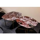 Tavolino in Marmo Rosso di Levanto e Metallo Made in Italy, di Design - Morbello Viadurini