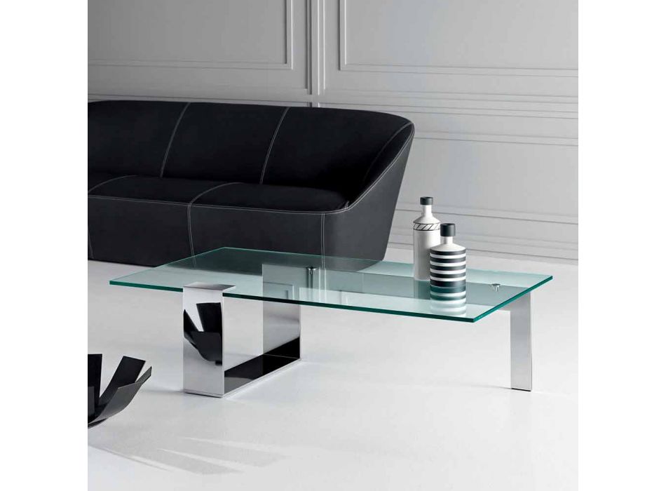 Tavolino in Vetro Extrachiaro da Salotto di Design Moderno Made in Italy – Scoby Viadurini