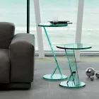 Tavolino Lato Divano da Salotto in Vetro Extrachiaro Made in Italy - Tarzan Viadurini