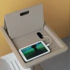 Tavolino Lato Divano Metallo e Pvc Altezza Regolabile per Tablet - Tekniko Viadurini