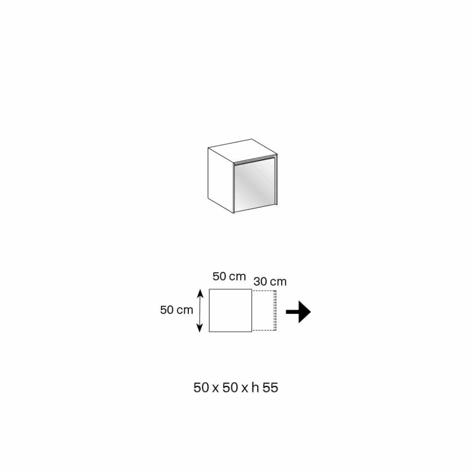 Tavolino Lato Divano o Comodino in Vetro Fumè con Cassetto in Legno - Mantra Viadurini