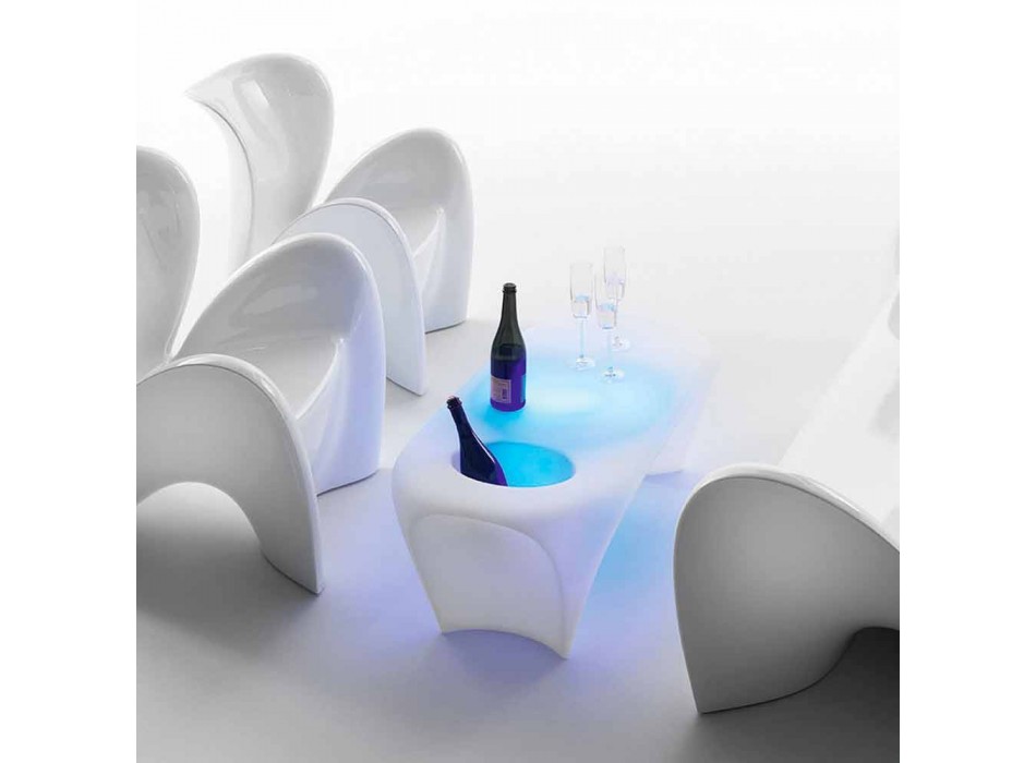 Tavolino Luminoso con Spumantiera, Design da Esterno o Interno - Lily by Myyour Viadurini