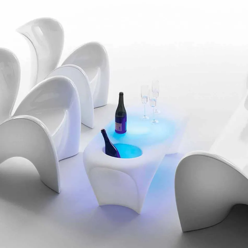 Tavolino Luminoso con Spumantiera, Design da Esterno o Interno - Lily by Myyour Viadurini