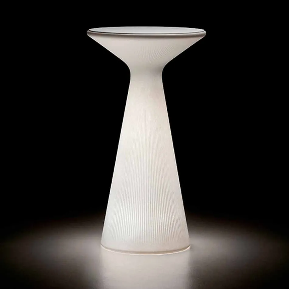 Tavolino Luminoso da Esterno con Piano Rotondo in HPL Made in Italy - Desmond Viadurini