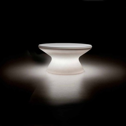 Tavolino Luminoso da Esterno in Polietilene e HPL Bianco Made in Italy - Desmond Viadurini