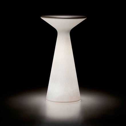 Tavolino Luminoso da Esterno in Polipropilene Bianco Made in Italy - Desmond Viadurini