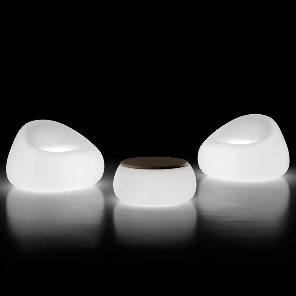 Tavolino Luminoso da Giardino Tondo in Polietilene Made in Italy - Tibaldo Viadurini