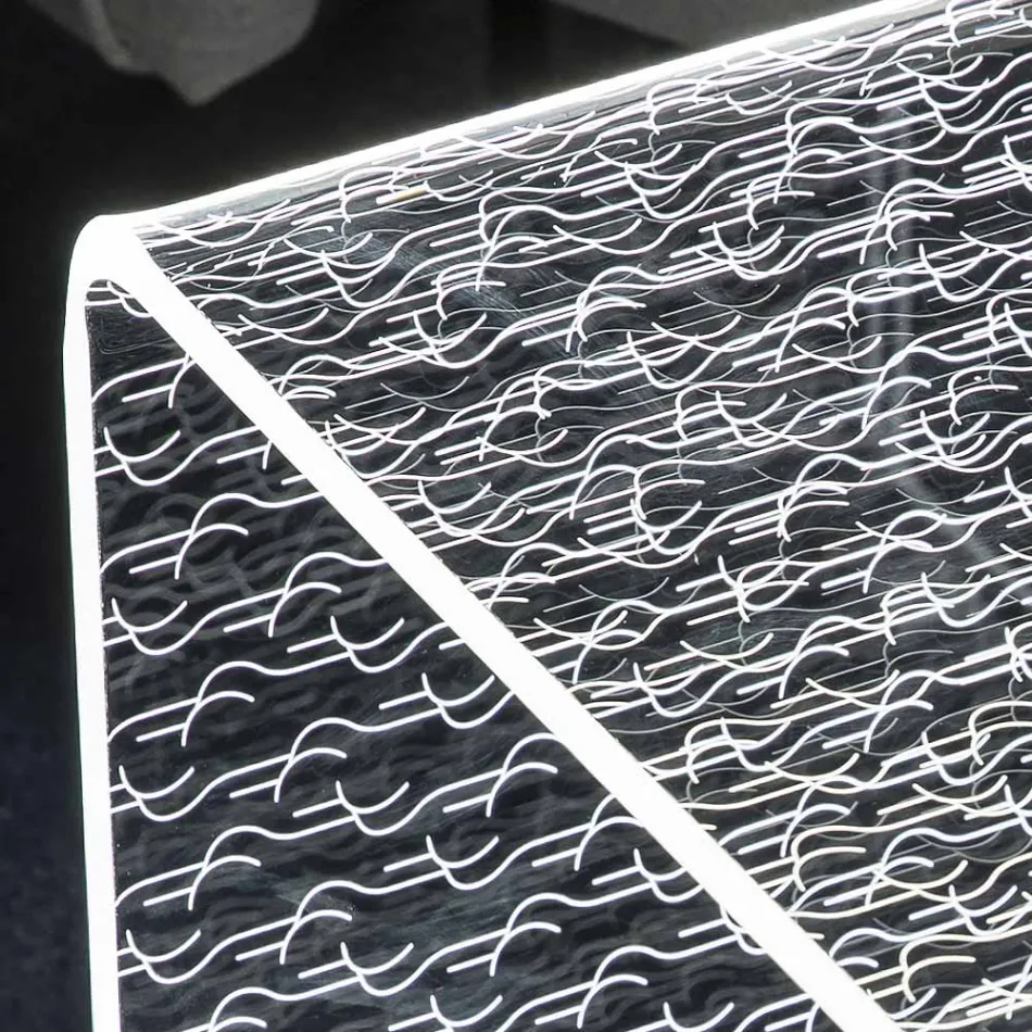Tavolino Luminoso Led Acrilico Trasparente Decoro Inciso a Laser - Robiola Viadurini