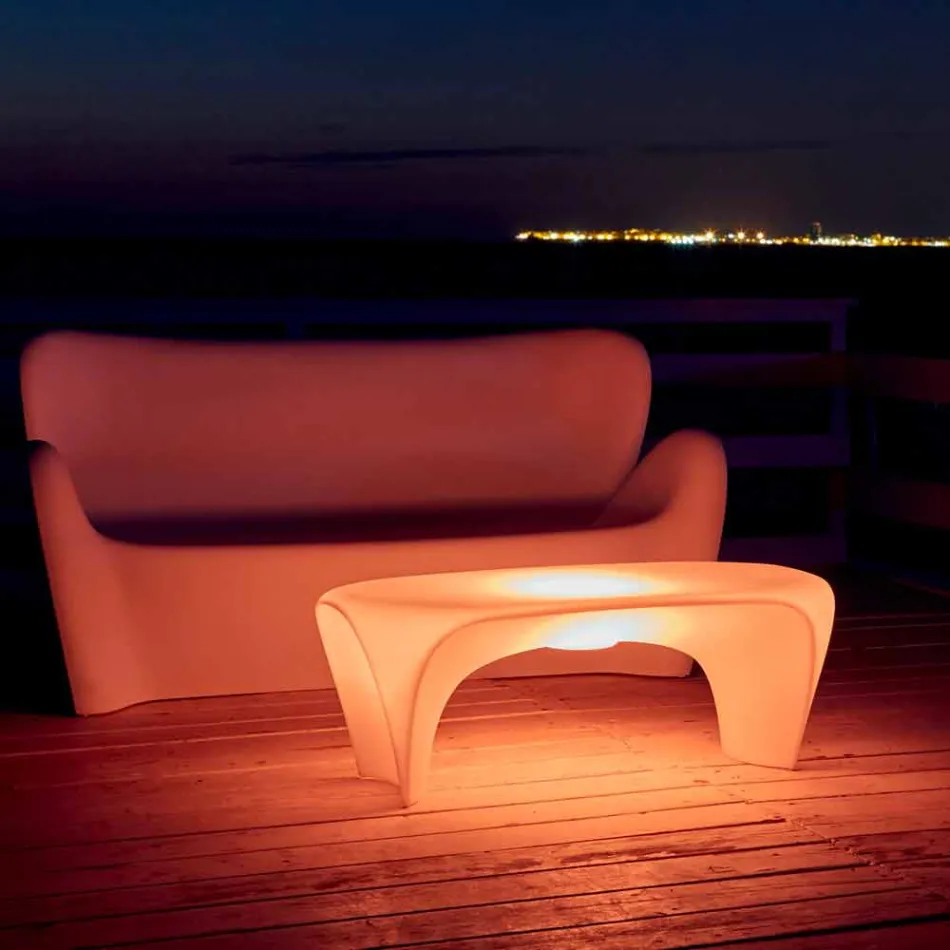 Tavolino Luminoso RGB da Esterno o Interno Design in Plastica - Lily by Myyour Viadurini