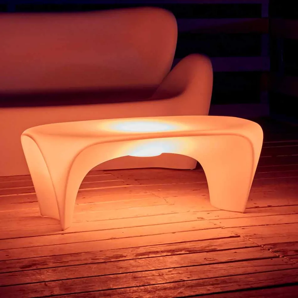 Tavolino Luminoso RGB da Esterno o Interno Design in Plastica - Lily by Myyour Viadurini