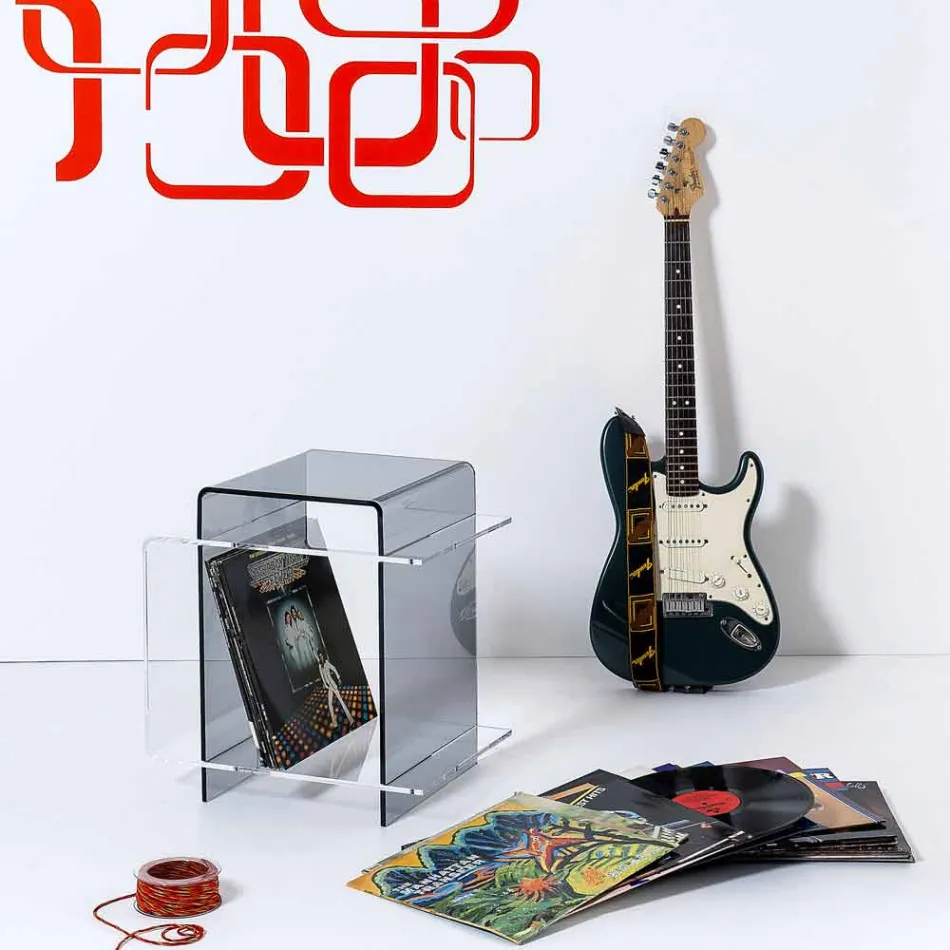 Tavolino moderno a 3 ripiani fumé e trasparente Gosto made in Italy Viadurini