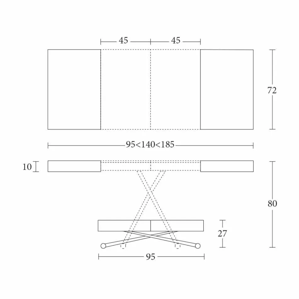 Tavolino Moderno in Legno e Metallo Trasformabile Made in Italy - Spirit Viadurini
