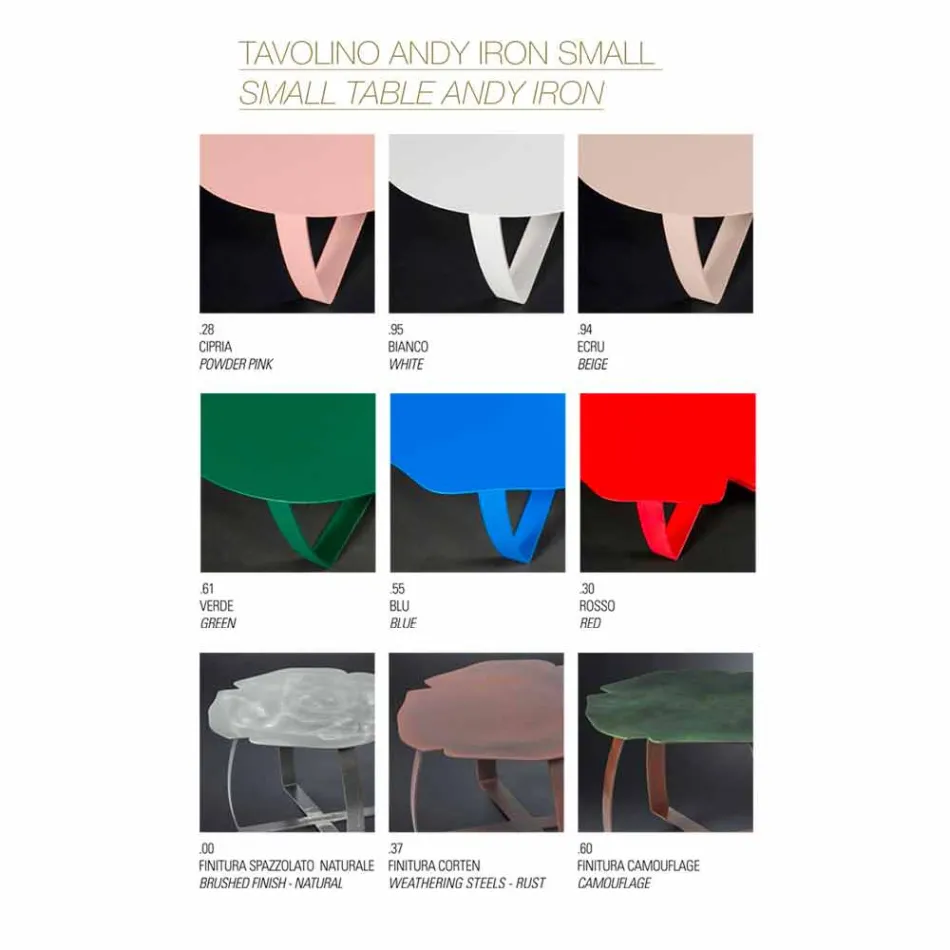 Tavolino moderno in metallo tagliato a laser forma di fiore Andy Viadurini